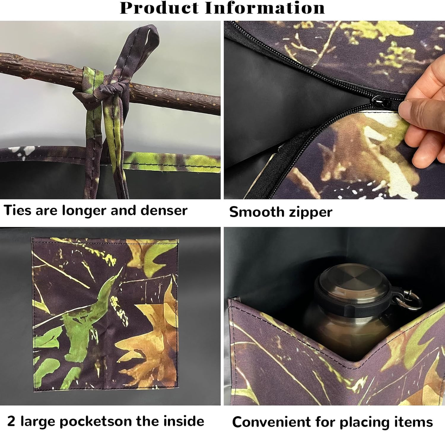 Hunting Tree Stand Blind Cover with Zipper and Pockets for Deer and Turkey