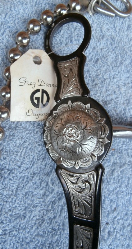 Greg Darnall Silver Concho Blued Black Shank Snaffle Horse Bit Ball Rein Chains