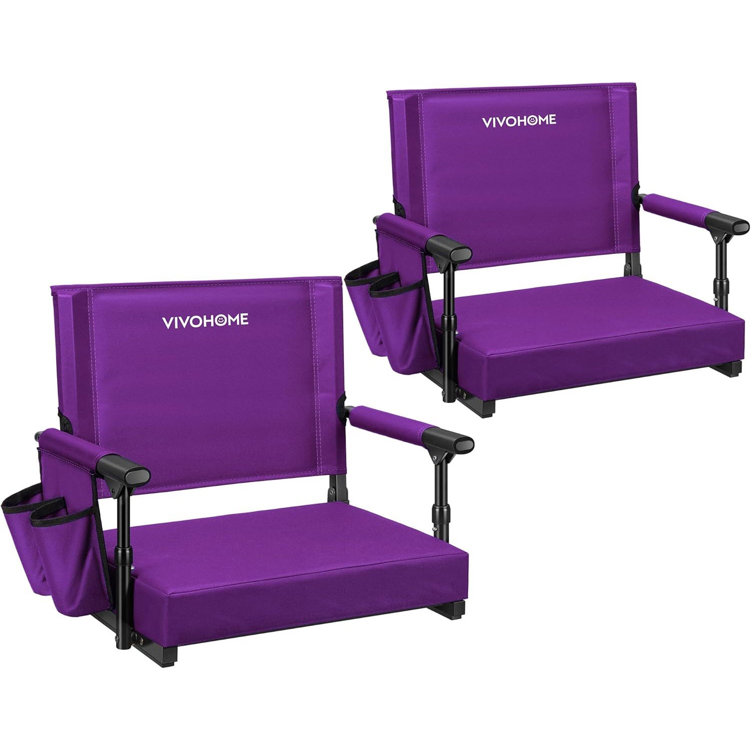 2 Pack Portable Stadium Seat Bleacher Chair Padded & Cup Holder Shoulder Strap