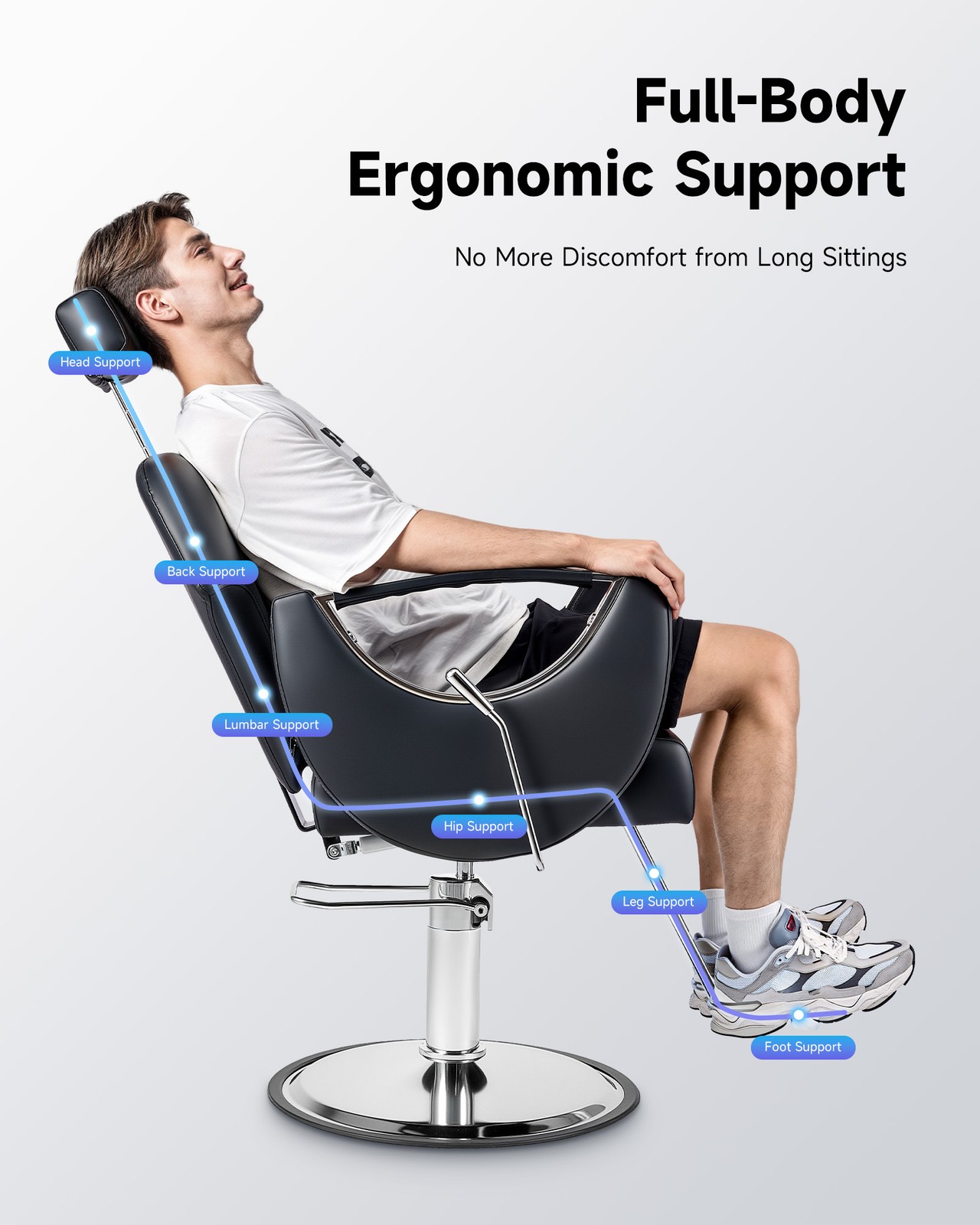 360° Styling All Purpose Hydraulic Black Reclining Barber Chair Salon Beauty Spa