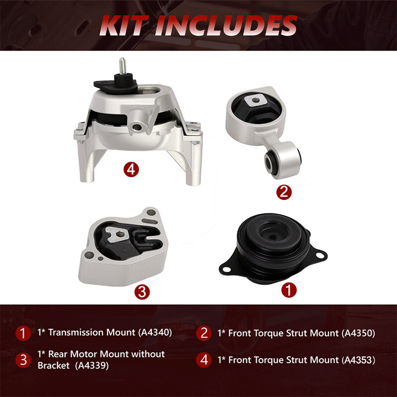 4PCS Engine Motor & Trans Mount Auto Set For 2007-2017 Nissan Altima 2.5L CVT