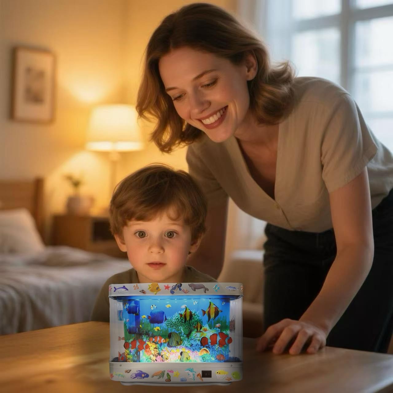 Fake Fish Tank Lamp - Moving Aquarium Night Light with Virtual Ocean Effect, ...