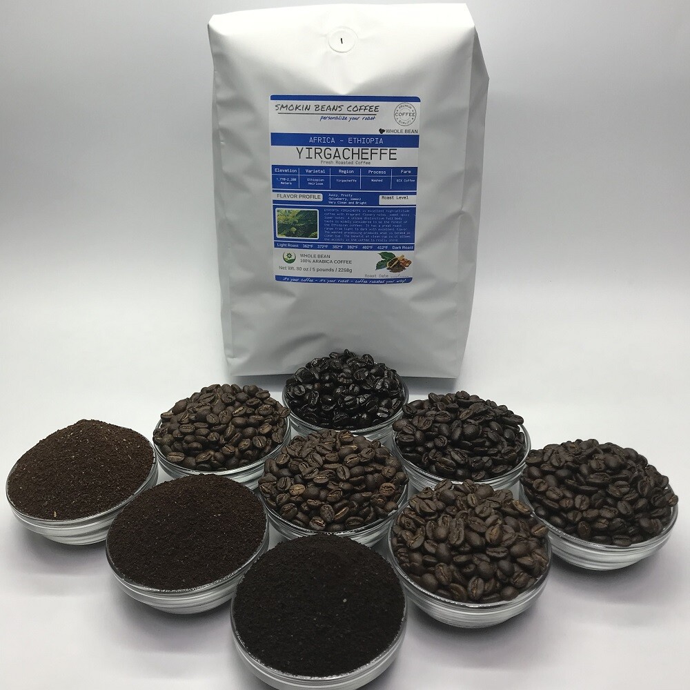 8oz/5lb - Ethiopia Yirgacheffe – African – Premium Fresh Roasted To Order Coffee