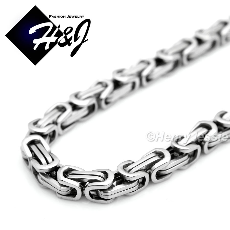 18-40"MEN's Stainless Steel 4mm/6mm/9mm Silver Byzantine Box Link Chain Necklace