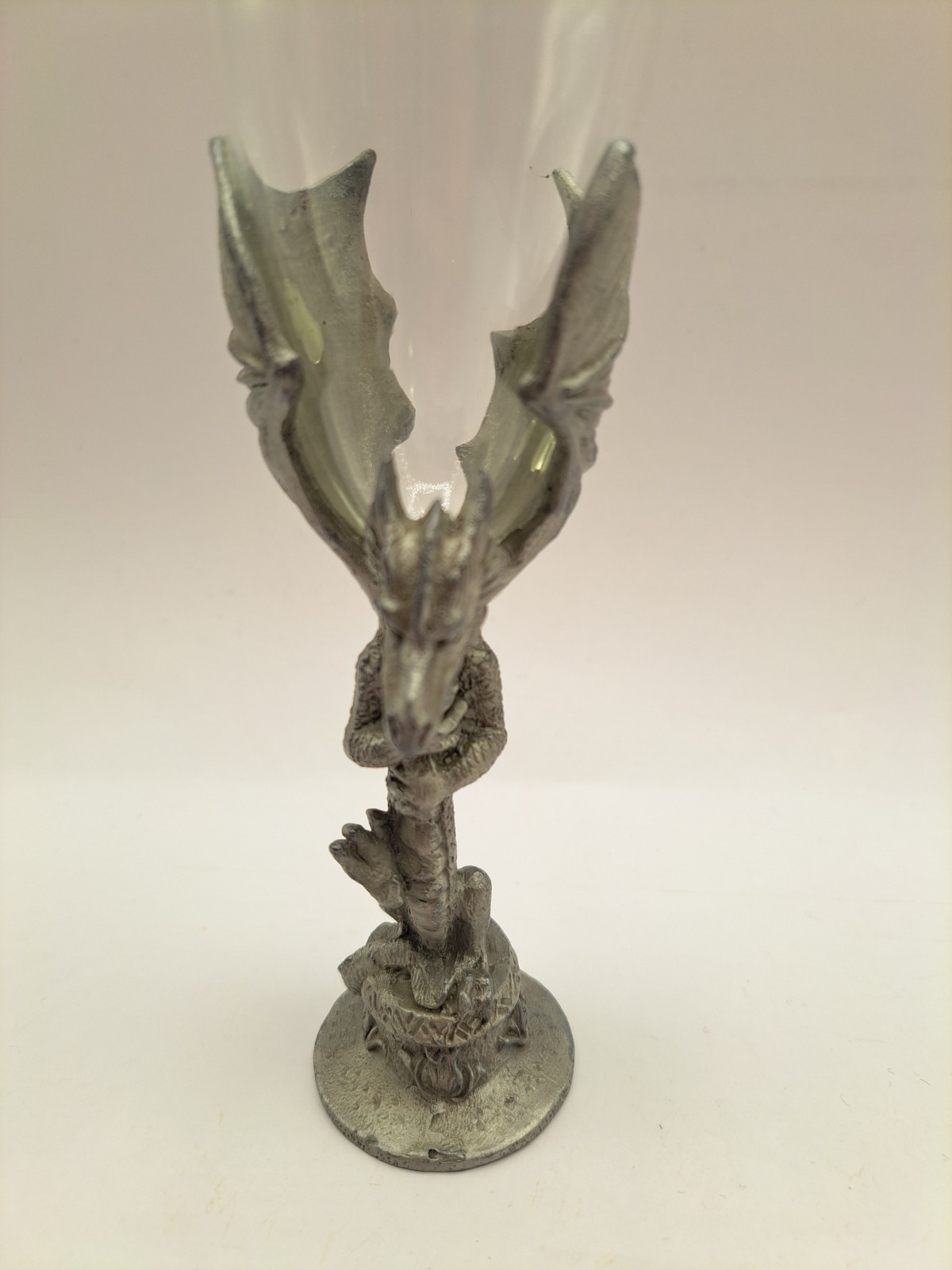 Pewter Dragon Champagne Glass Handcrafted 8"
