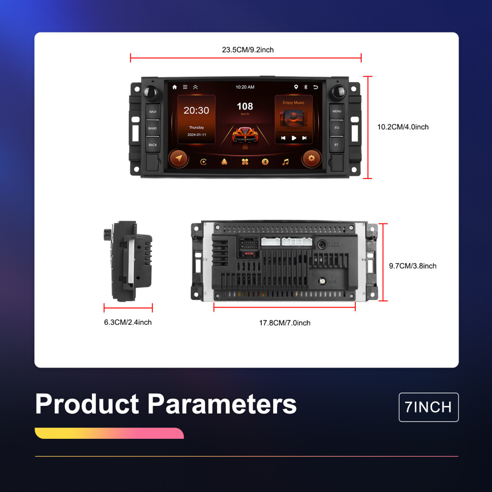 7" Carplay For Dodge RAM 1500 2500 2009-2012 Android 15 Car Radio GPS NAV Stereo