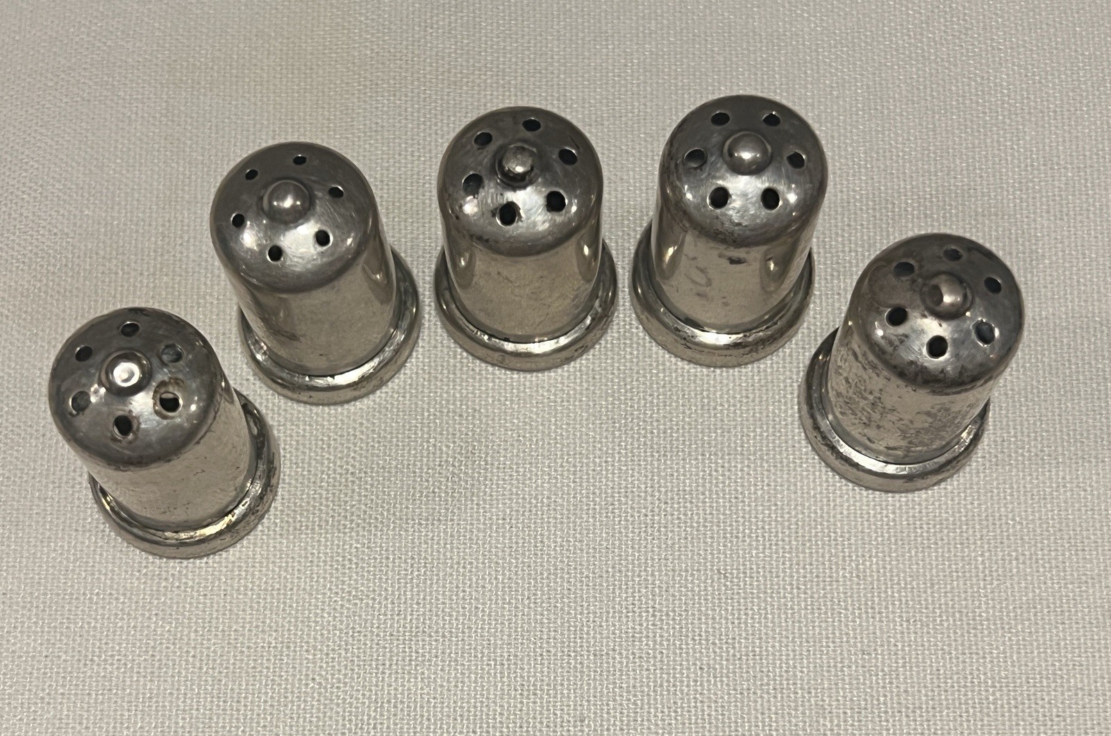 Five Vintage Sterling 488 Miniature Salt and Pepper Shakers 1"