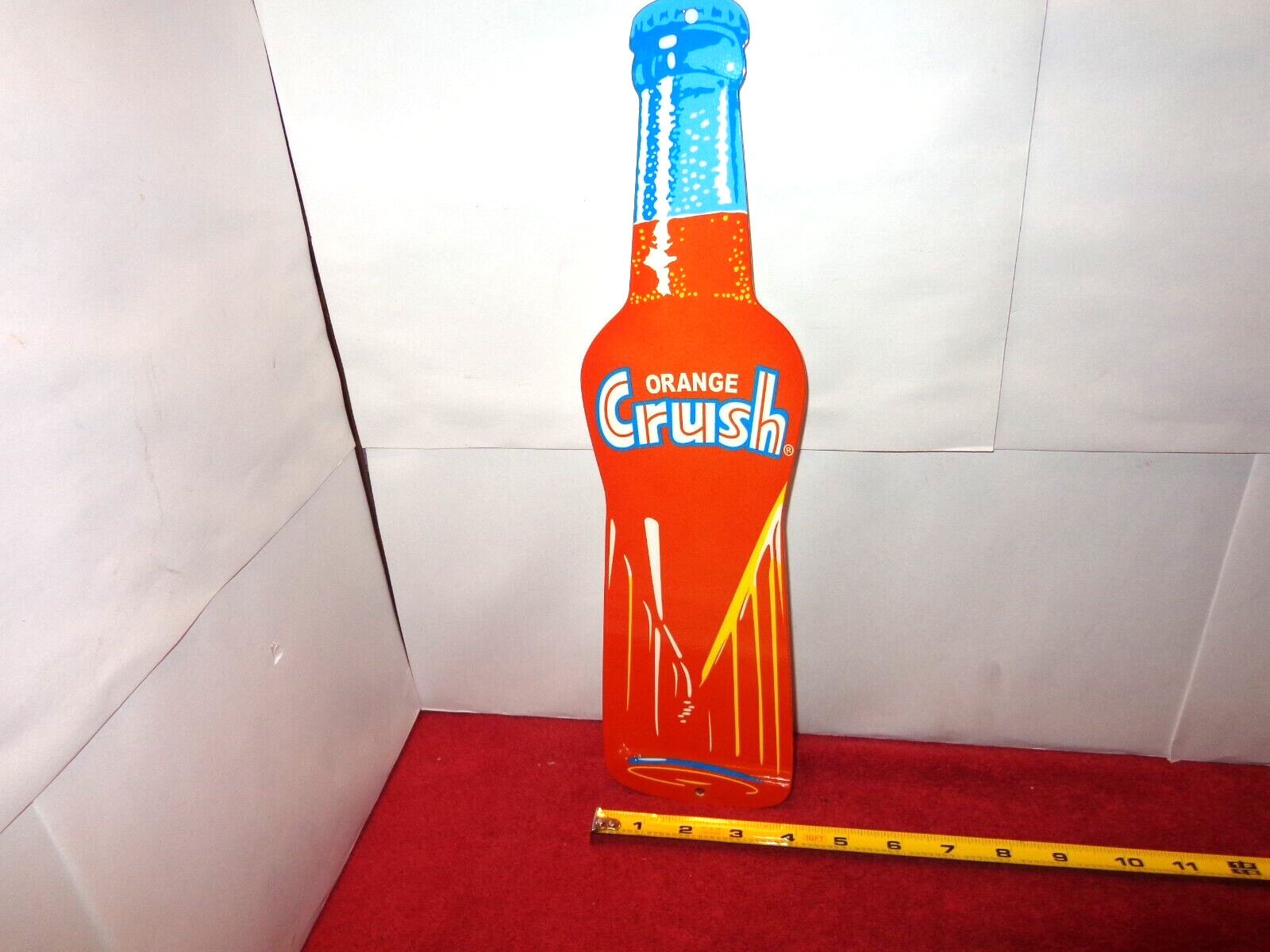 3  x  14 in ORANGE CRUSH SODA POP ADVERTISING SIGN HEAVY DIE CUT METAL #Z 286
