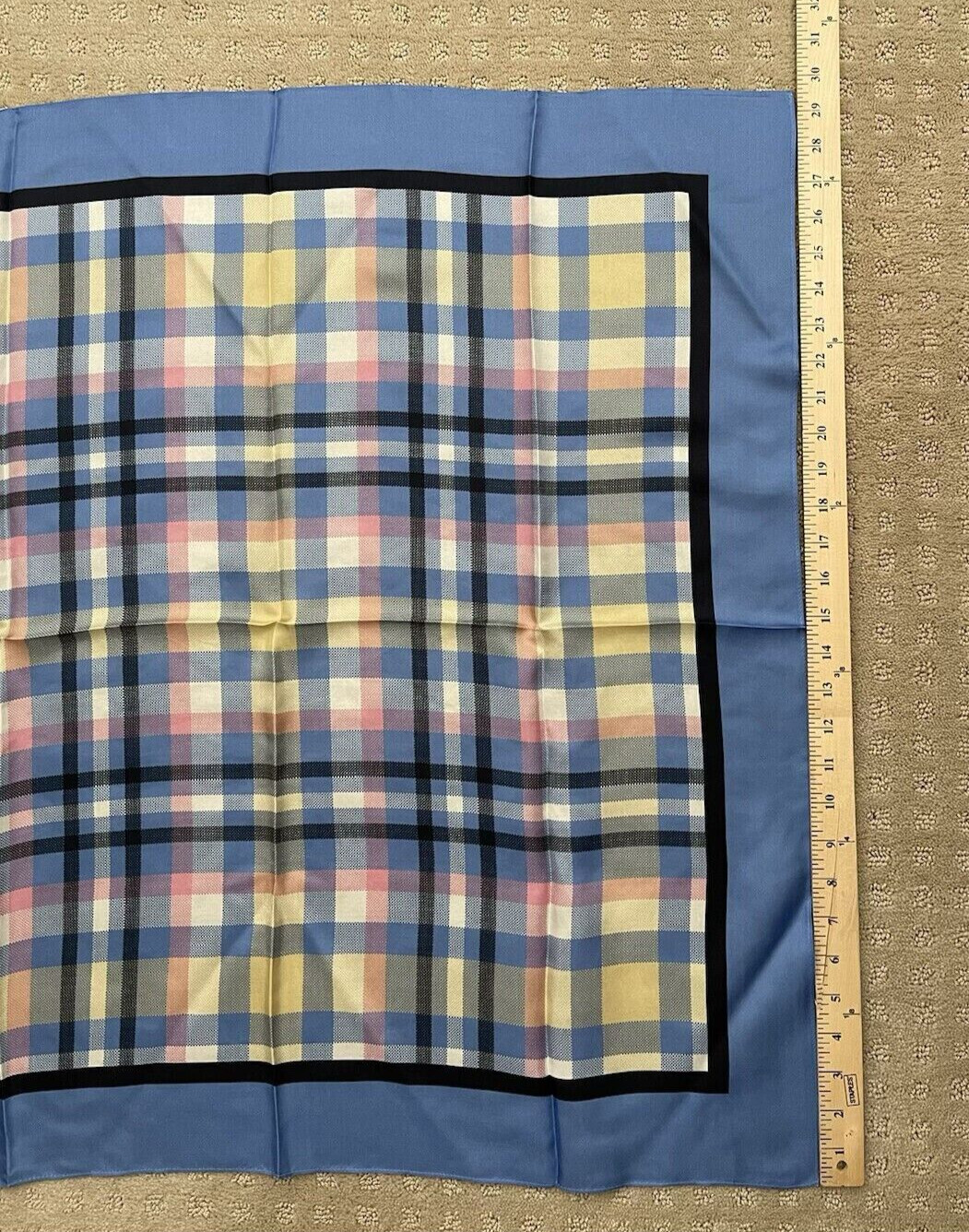 NWT Kate Spade Garden Plaid Square Silk Scarf $88 SAPPHIRE HAZE