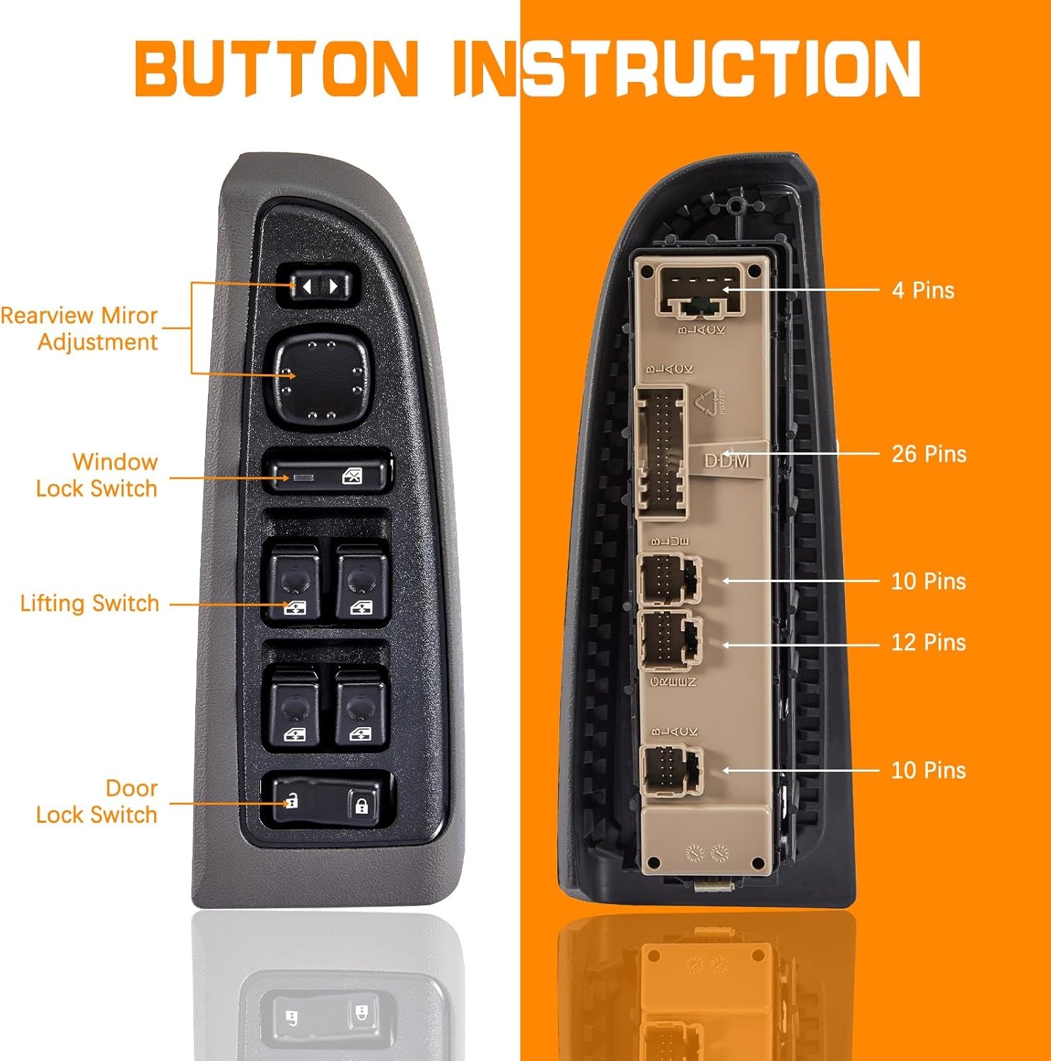 US Front Driver Door Window Control Switch For GMC Sierra 2003-2007 15883323