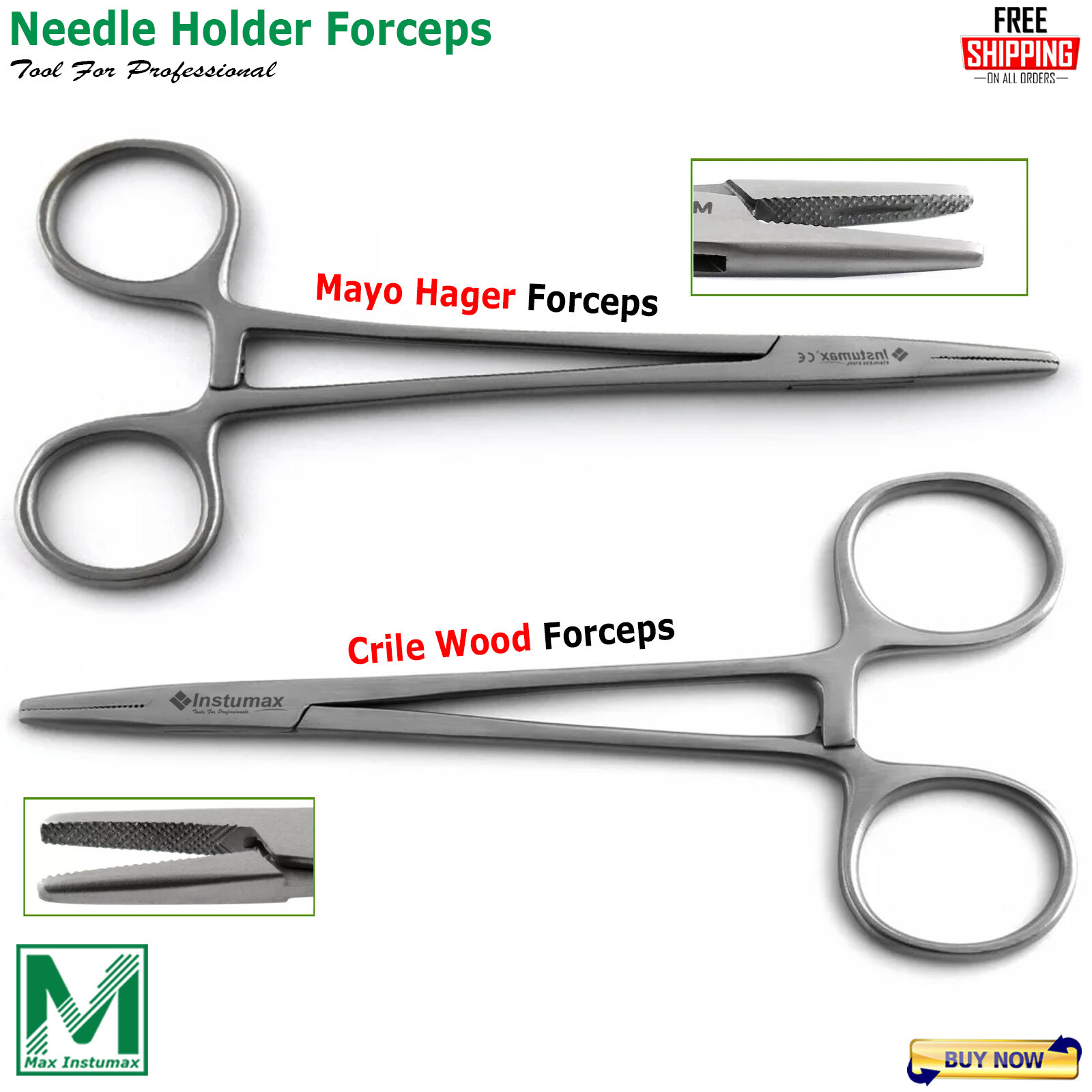 Surgical Crile-wood Needle Holder Suture Piercing Mayo Hegar Groove Serrated Lab