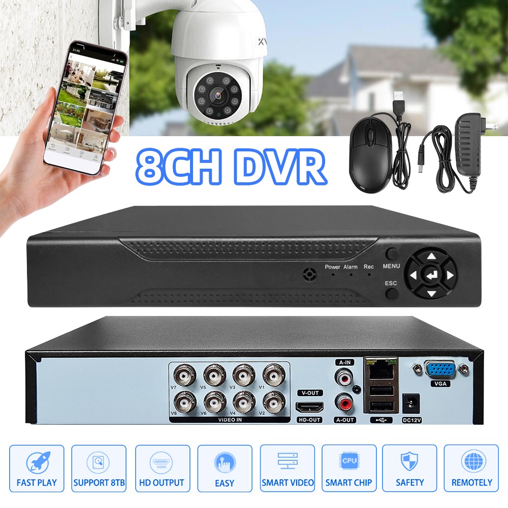 8 Channel H.265 1080P DVR with Hard Drive 1TB for Security Camera System CCTV US