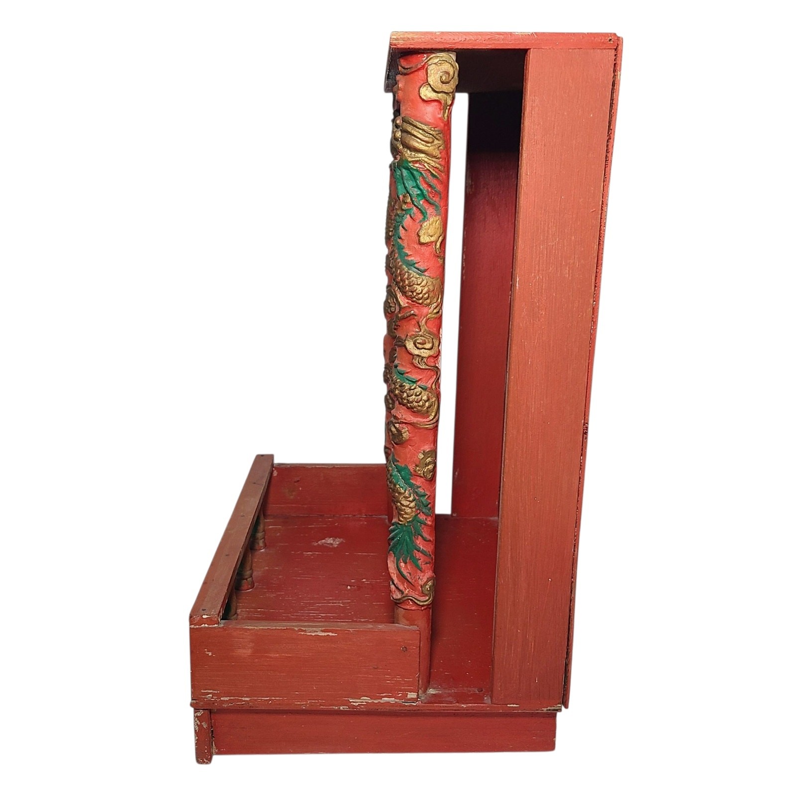 Vtg Asian Shrine Alter Box Spiritual Temple Oriental Handcrafted Wooden Buddhist