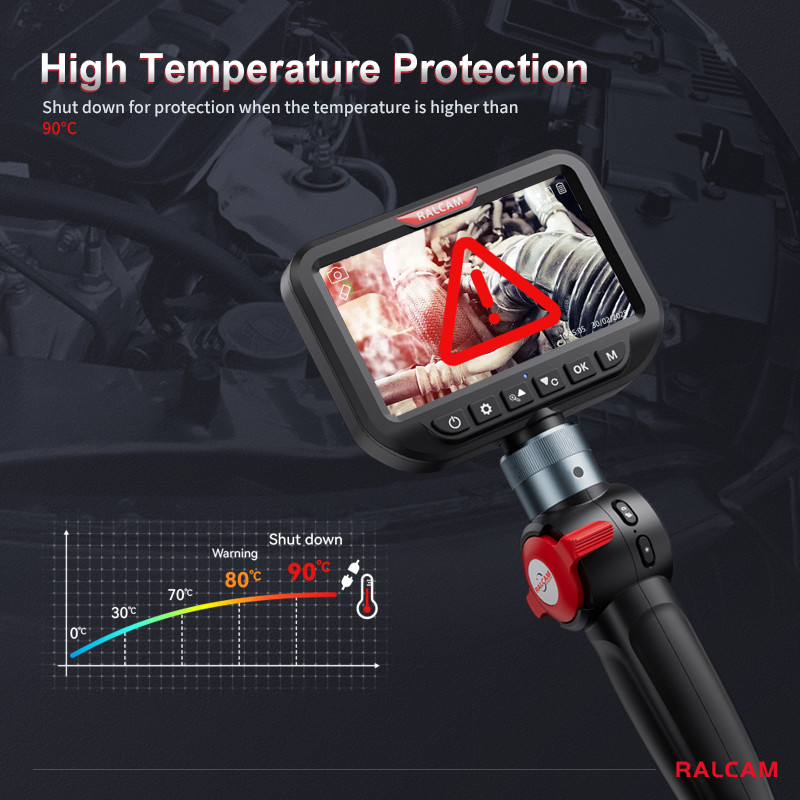 Ralcam Dual Lens Articulating Borescope 5" Endoscope Inspection Camera 5FT Semi