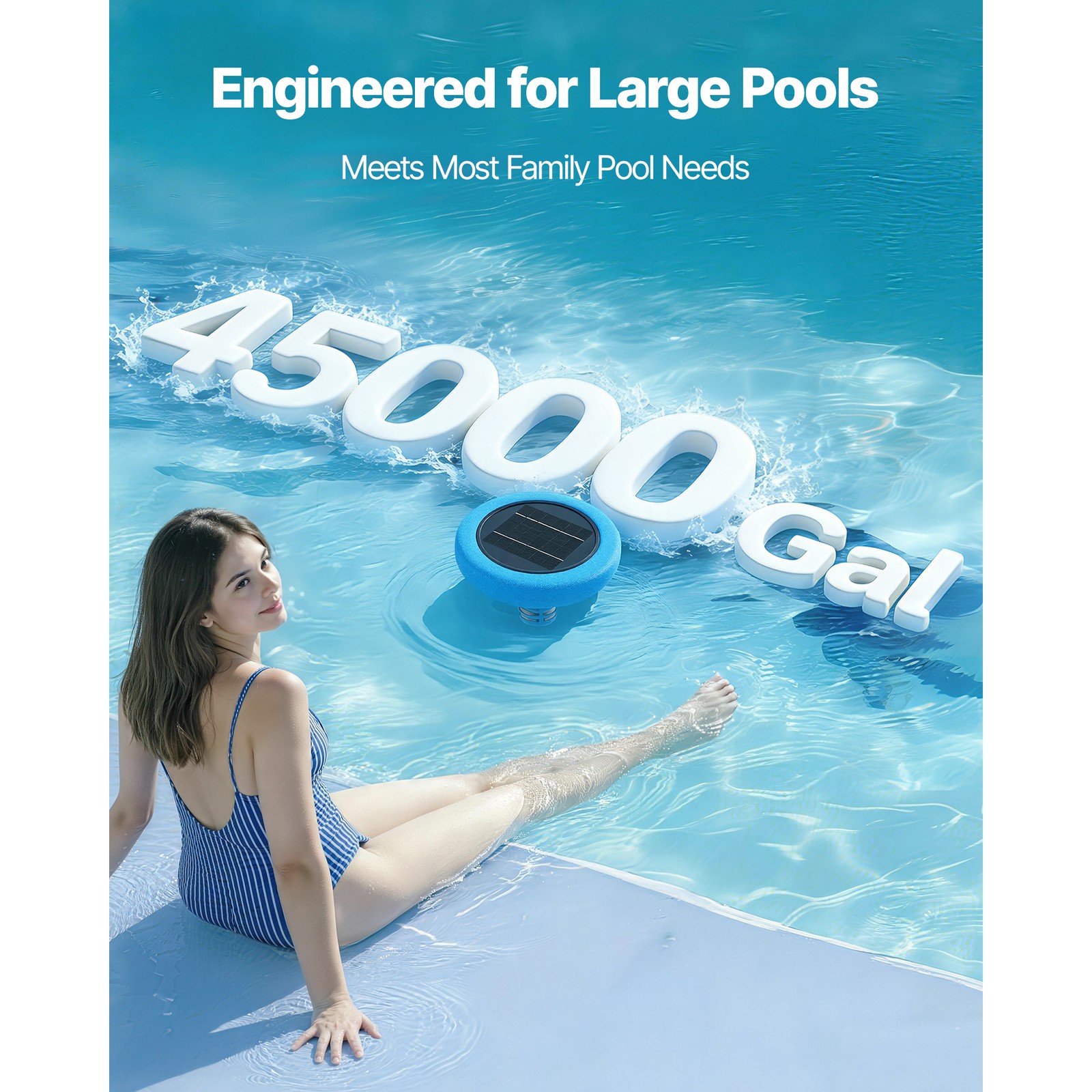 Uimoso Solar Pool Ionizer with Copper Anode for Pools Up to 45000 Gallons, Blue