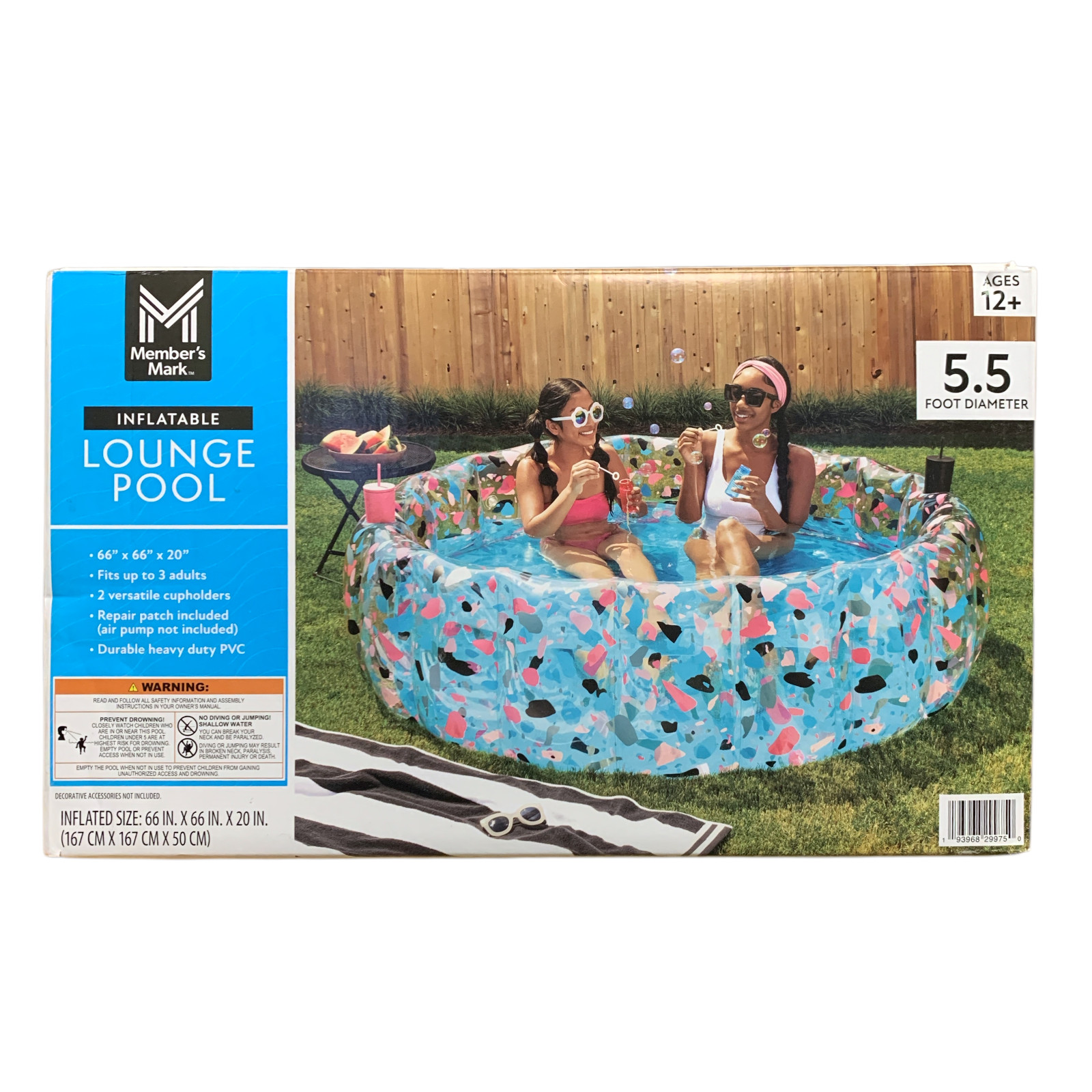 Member's Mark Inflatable Lounge Pool with Cup Holders, Terrazzo