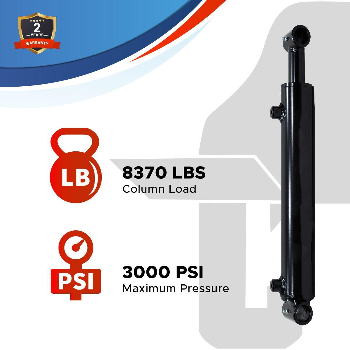 2x24 Hydraulic Cylinder 2" Bore 24" Stroke Double Acting Welded Cross Tube