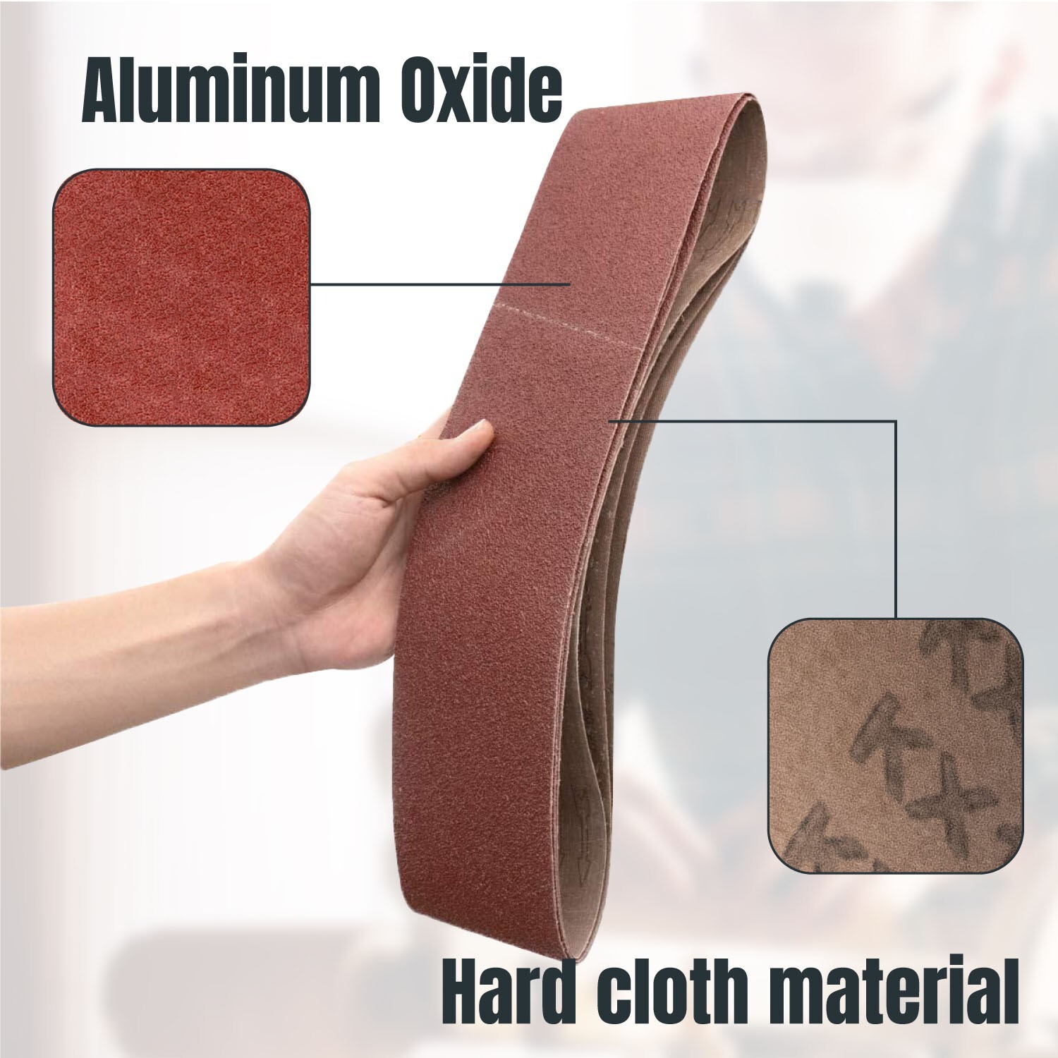 POWERTEC 60 Grit 4 x 36" Sanding Belt Aluminum Oxide Sandpaper, 10 PK (110630)