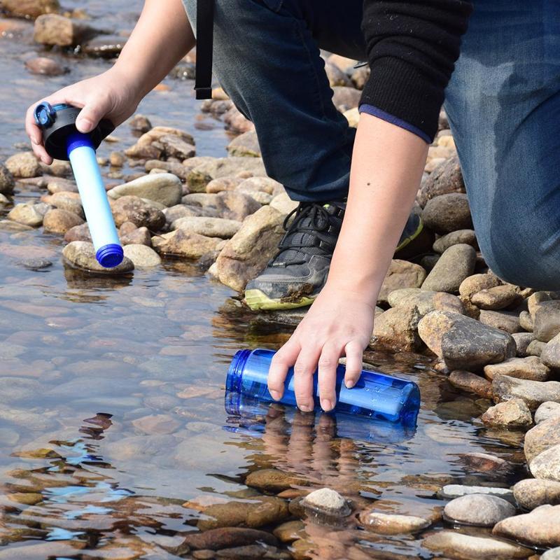 Water Filter Bottles W/Straw Water Filtration Bottle Purifier Outdoor Emergency