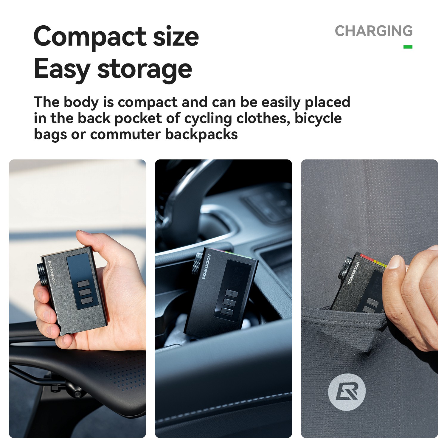 ROCKBROS Electric Air Pump Mini Bike120PSI Portable Fast Inflation FV/AV 240mAh