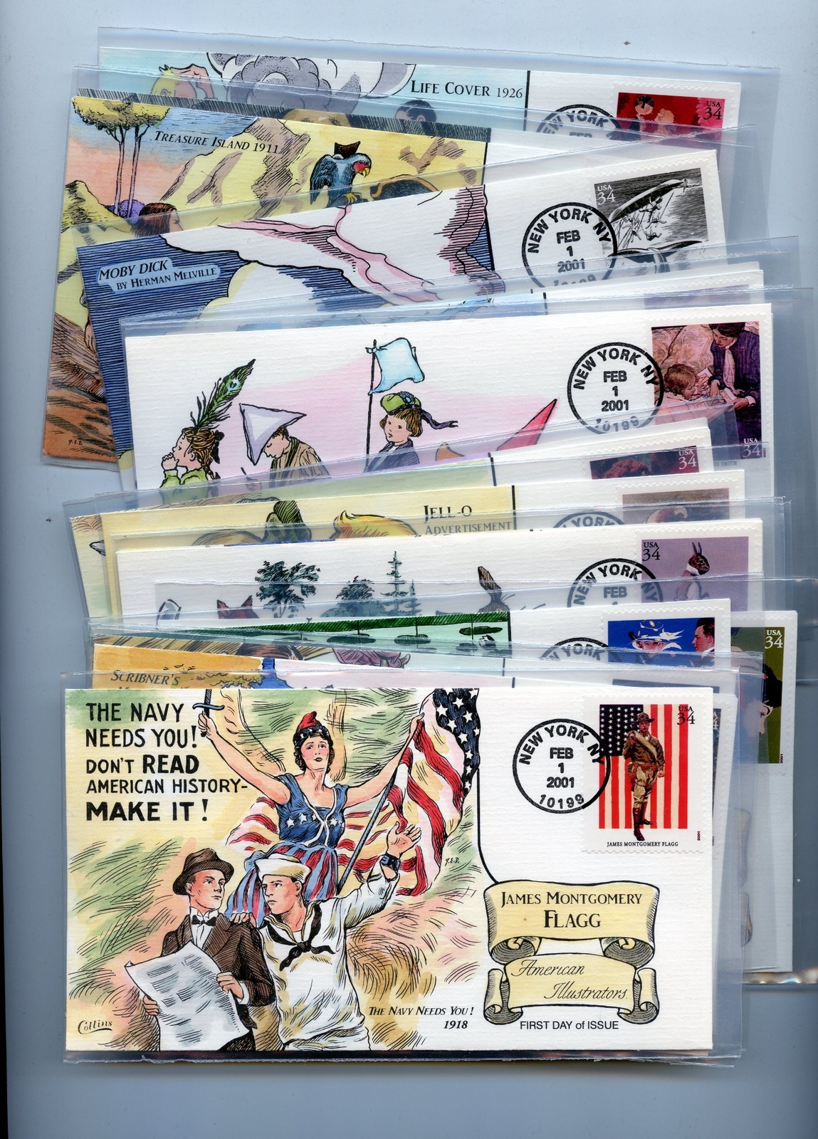 WWLF COLLINS CACHET FDC 3502 a-t  AMERICAN ILLUSTRATORS  COMPLETE SET OF 20