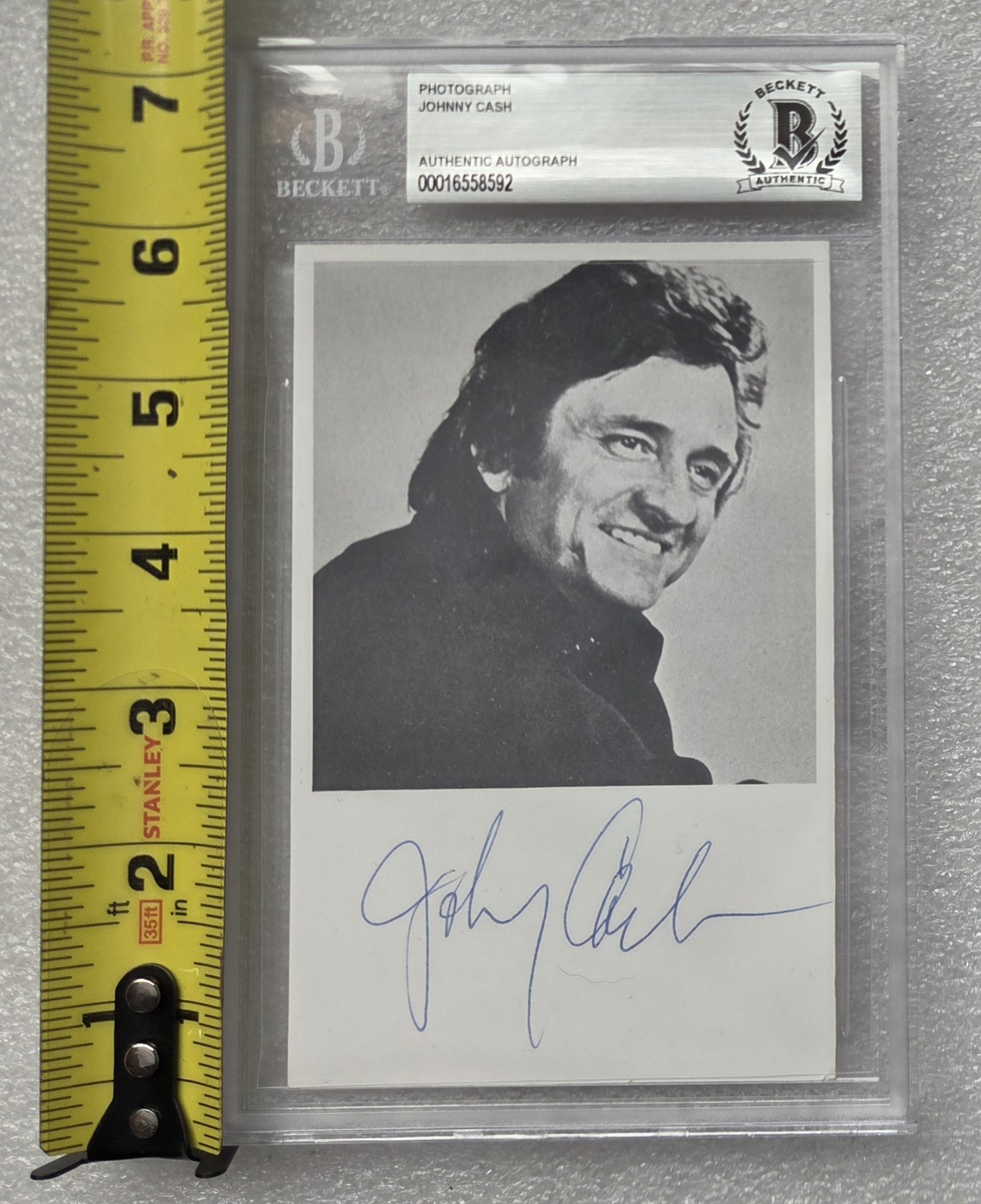 JOHNNY CASH SIGNED BECKETT BAS COA PHOTO SLABBED SLAB AUTOGRAPHED MUSIC SINGER