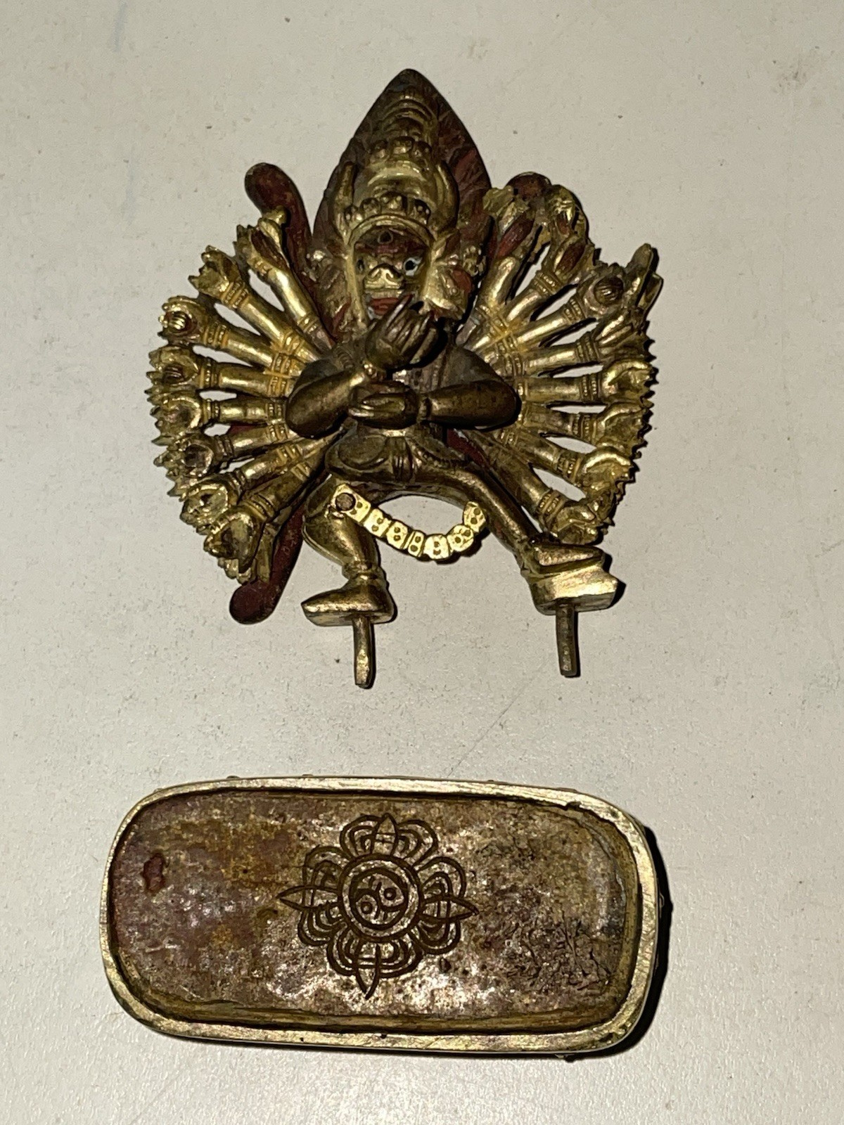 18th C. Sino-Tibetan Gilt Bronze Yamantaka God 2.5” FREE SHIPPING