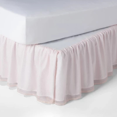 Queen Glitter Dot Tulle Kids' Bedskirt Pink - Pillowfort