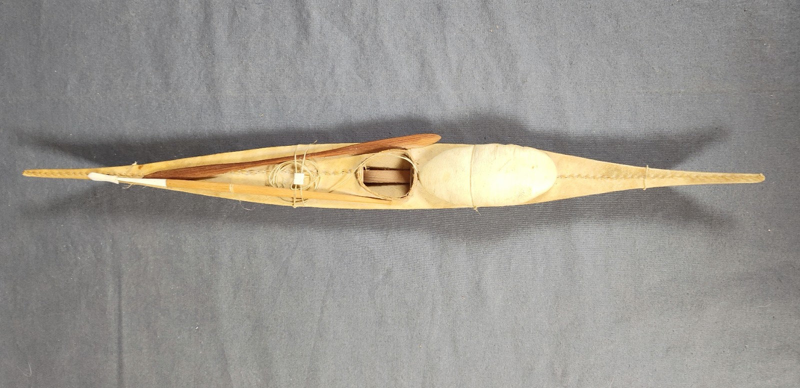 Antique Inuit Kayak Model c. 1900-1920 Authentic Detailed Handcrafted Piece 20"