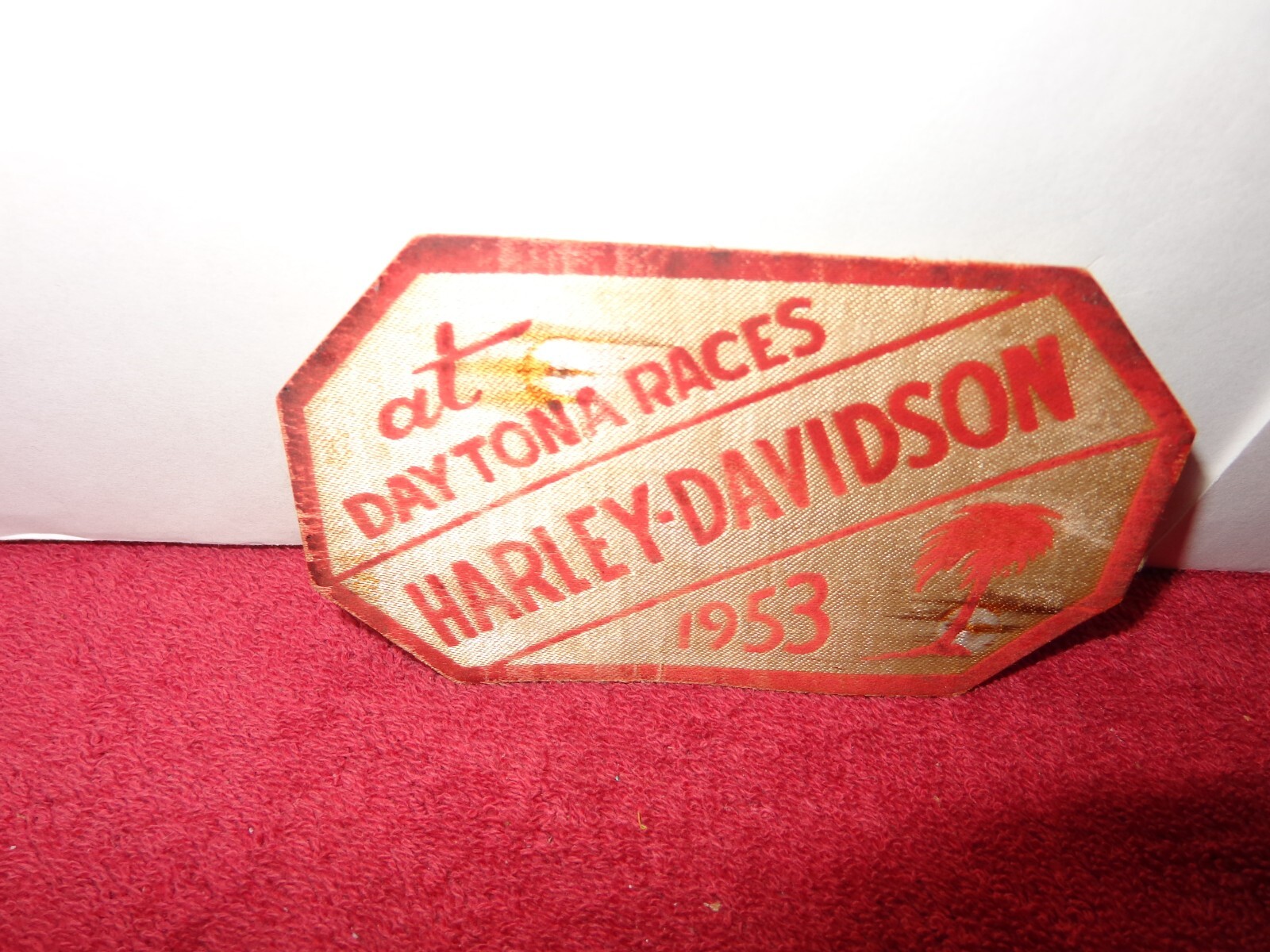 ANTIQUE 4 1/2 x 2 1/2 in HARLEY DAVIDSON MOTORCYCLES PATCH DAYTONA RACES #Z 229