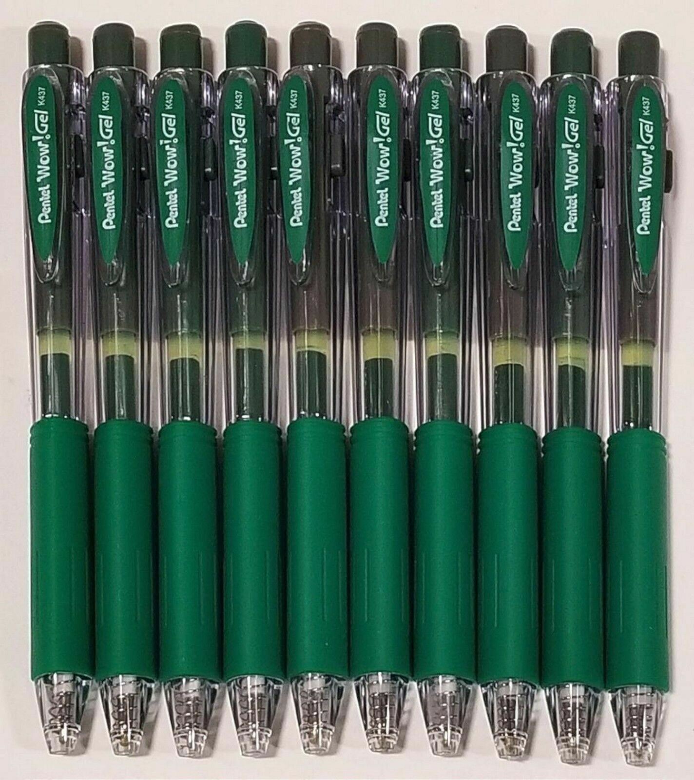 NEW Pentel WOW! Retractable Gel Pen GREEN INK, BULK 144-pcs, Medium .7mm, K437-D