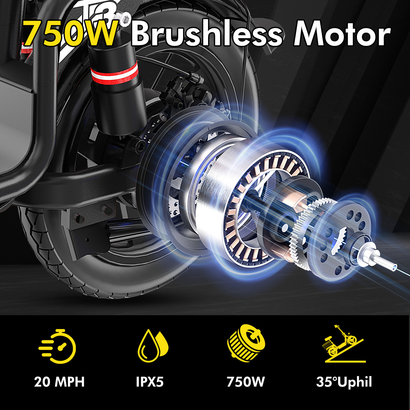 Bodywel Electric Scooter with Seat Adults E Scooter City Commuter Ebike 20MPH