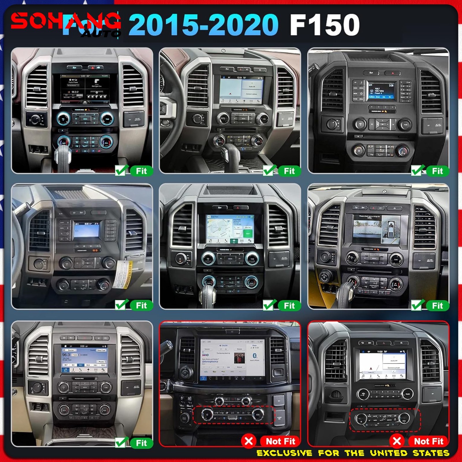 SoHang | 12.1" for Ford F150 F250 F350 Car Radio 2015-2021 Tesla Style Carplay