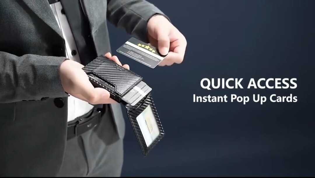 Men's Black tactical magnetic wallet RFID Blocking card holder Aluminum bifold