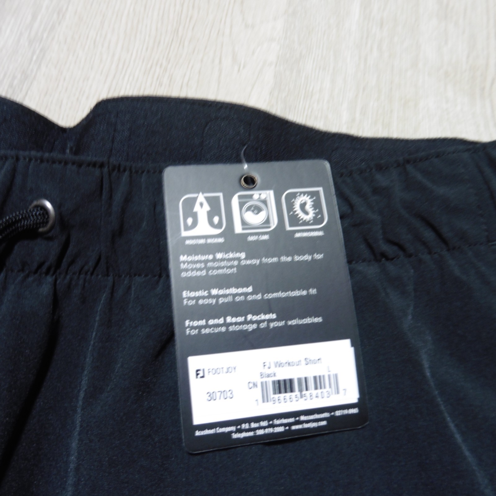 FOOTJOY Mens M L XL 2XL SHORTS BLACK GOLF WORKOUT TRAINING 8" POLYESTER SPANDEX