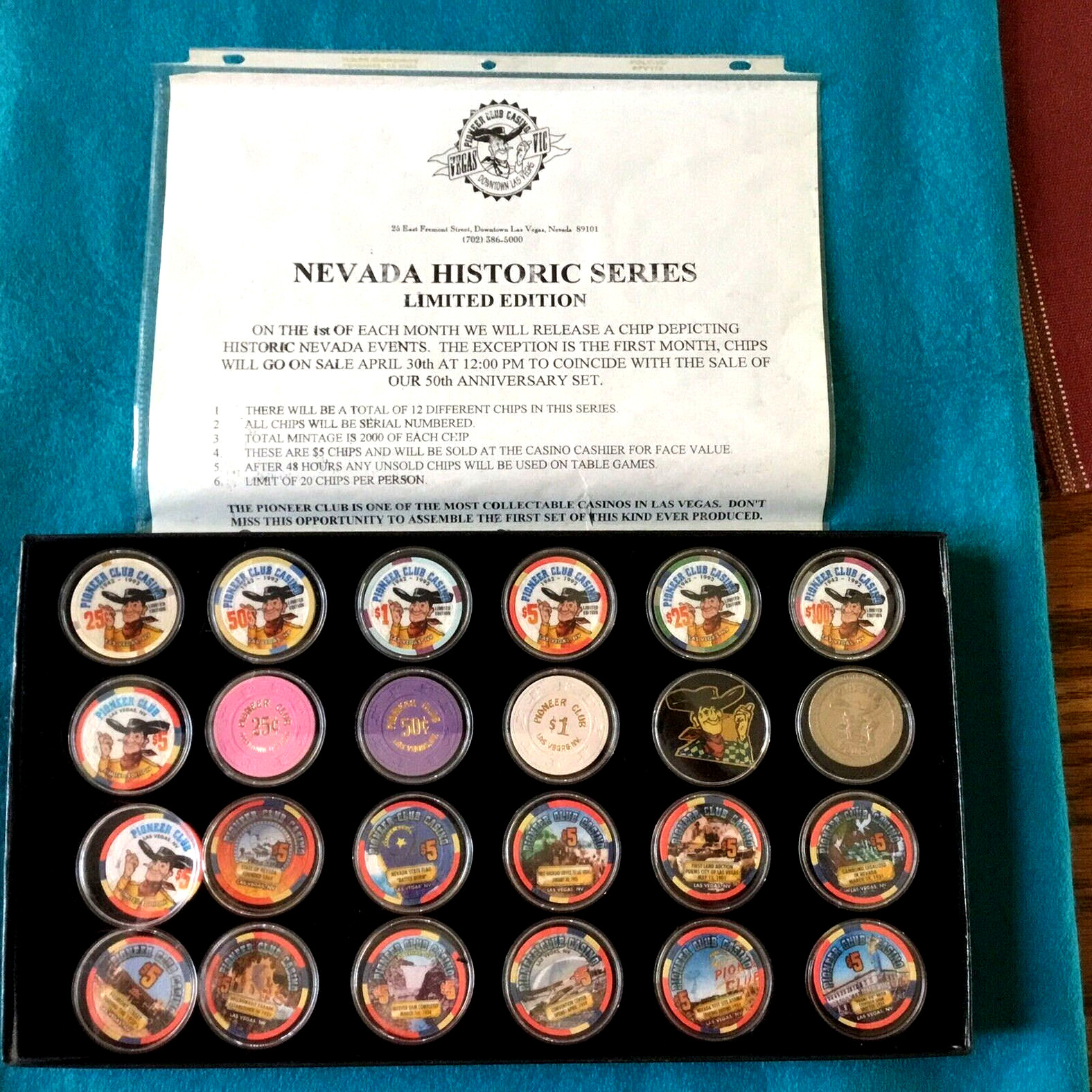 50th  Anniversary Pioneer Casino chip set.