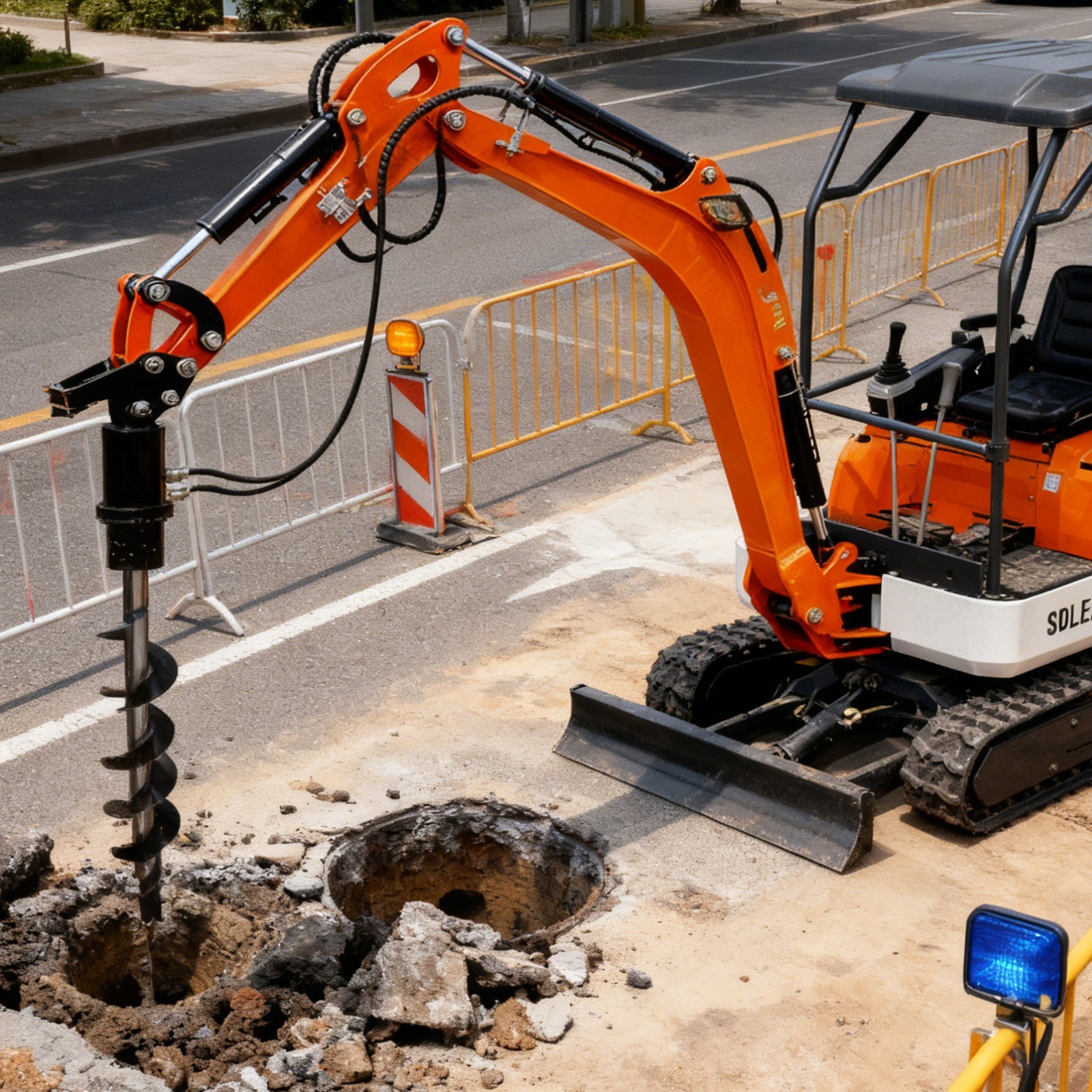 200mm Auger Drill Attachment for 1-1.5 Ton Mini Excavator