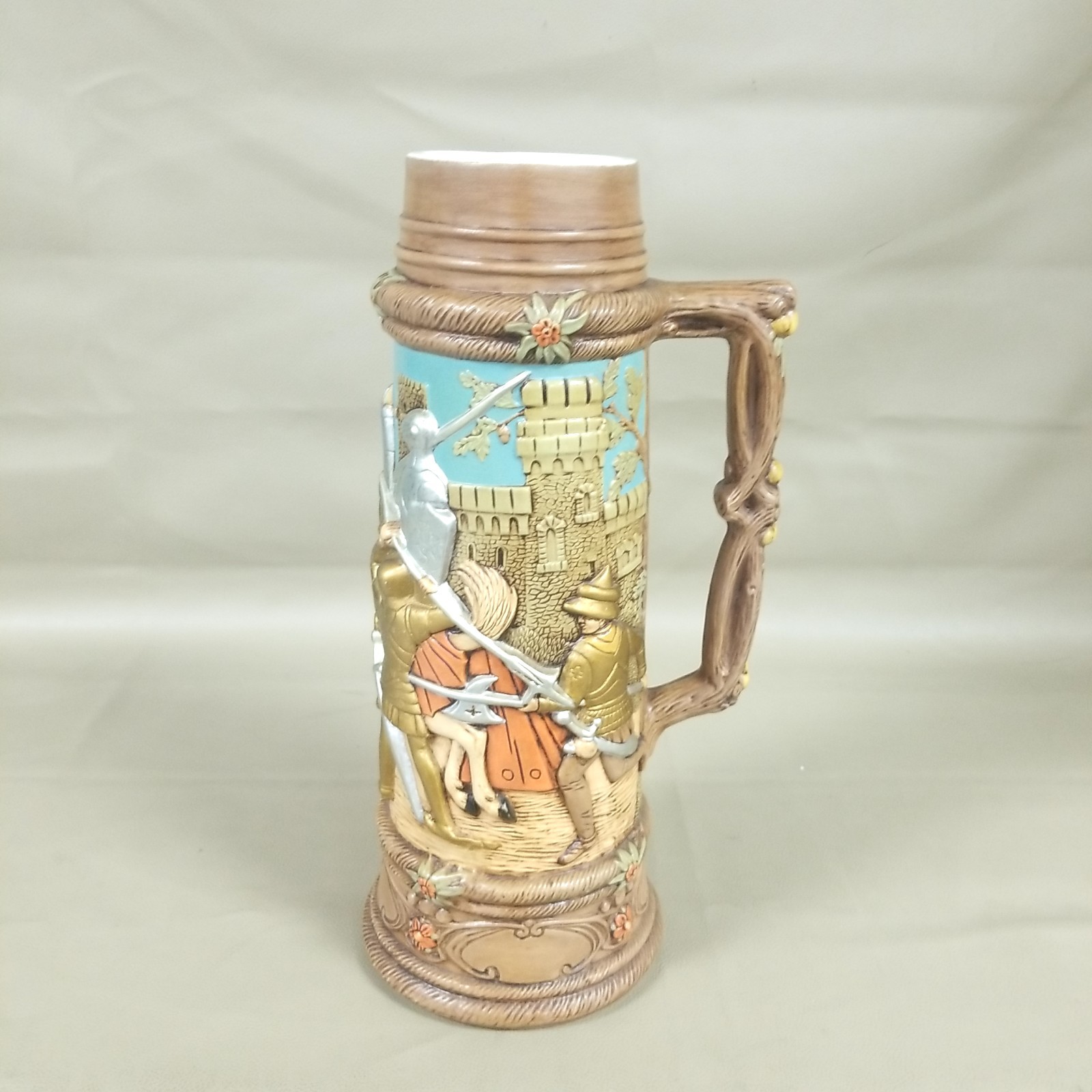 Hand Painted Ceramic Tall German Style Beer Stein Mug No Lid 24"