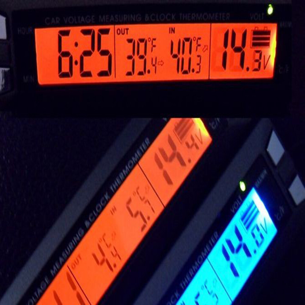 Multifunctional Car Luminous Clock Car Thermometer Voltmeter Temperature Alarm