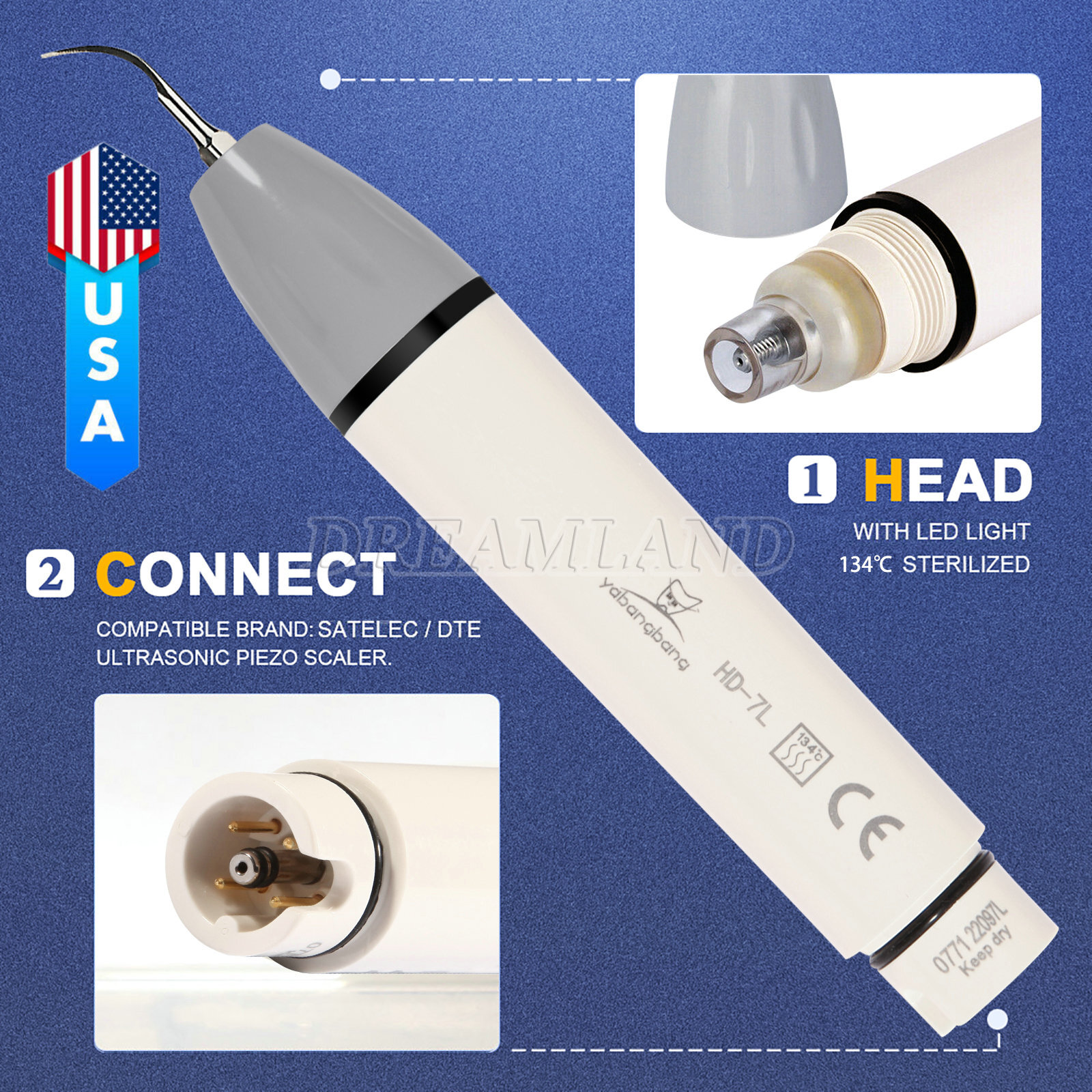 Dental Scaler Handpiece HD-7L for Ultrasonic Scaler DTE D5 D7 LED