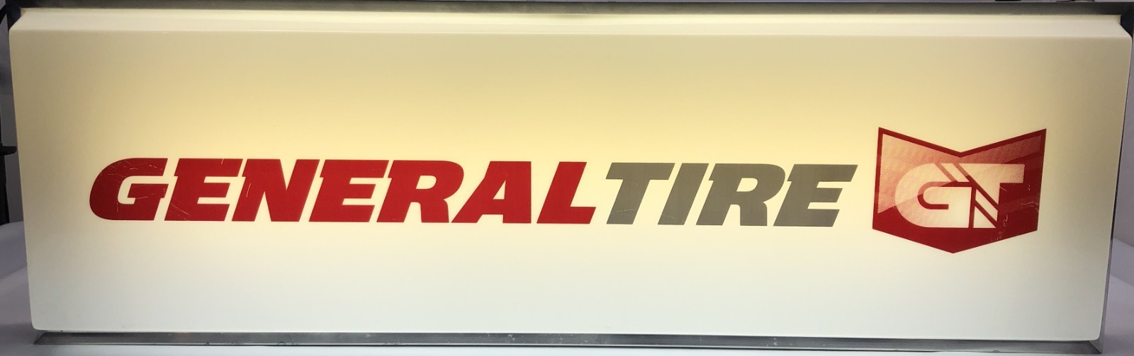 General Tire GT Lighted Tire Dealer Sign White RED Letters Single Sided Hanging