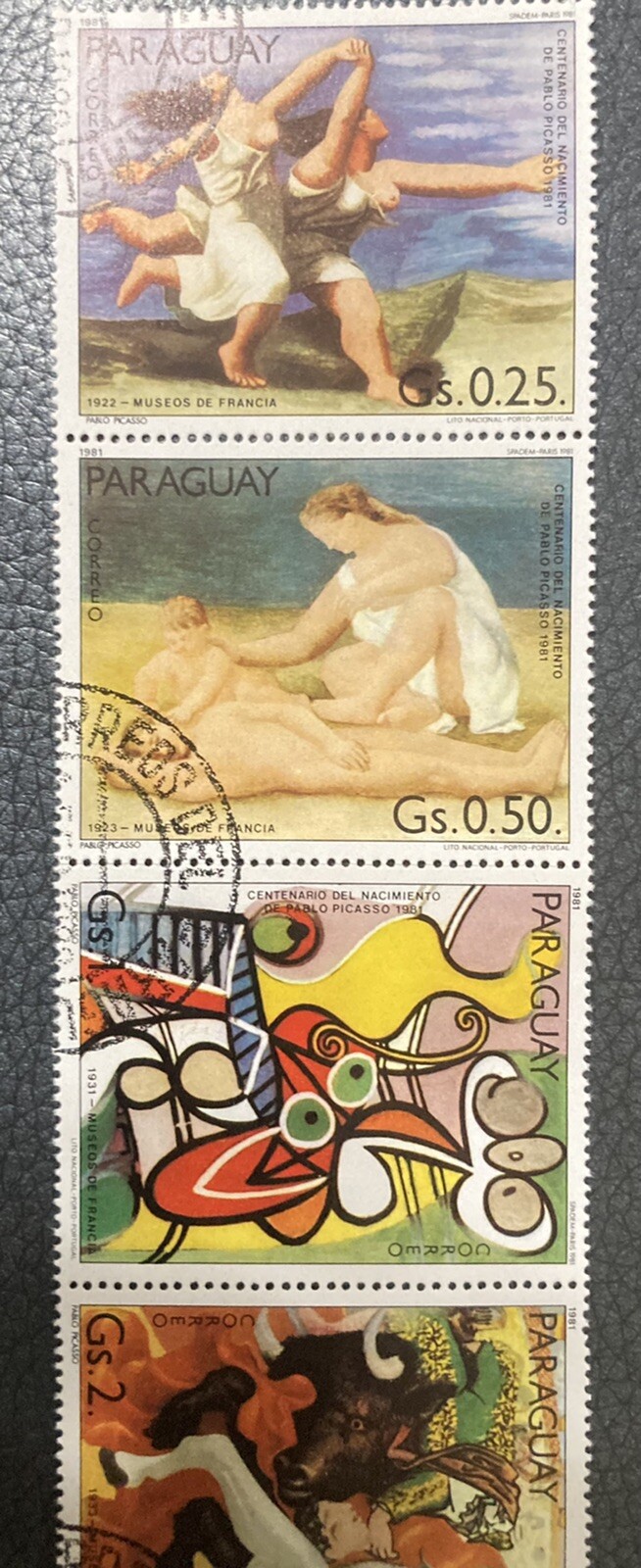 Paraguay: Complete Strip of 7 Picasso Paintings used Lot #B01-030401