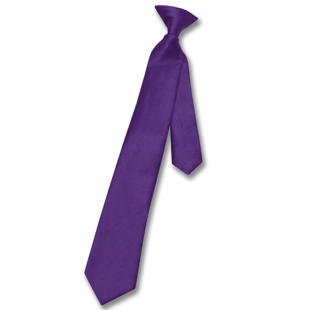 Vesuvio Napoli Boys CLIP-ON NeckTie Solid PURPLE INDIGO Color Youth Neck Tie