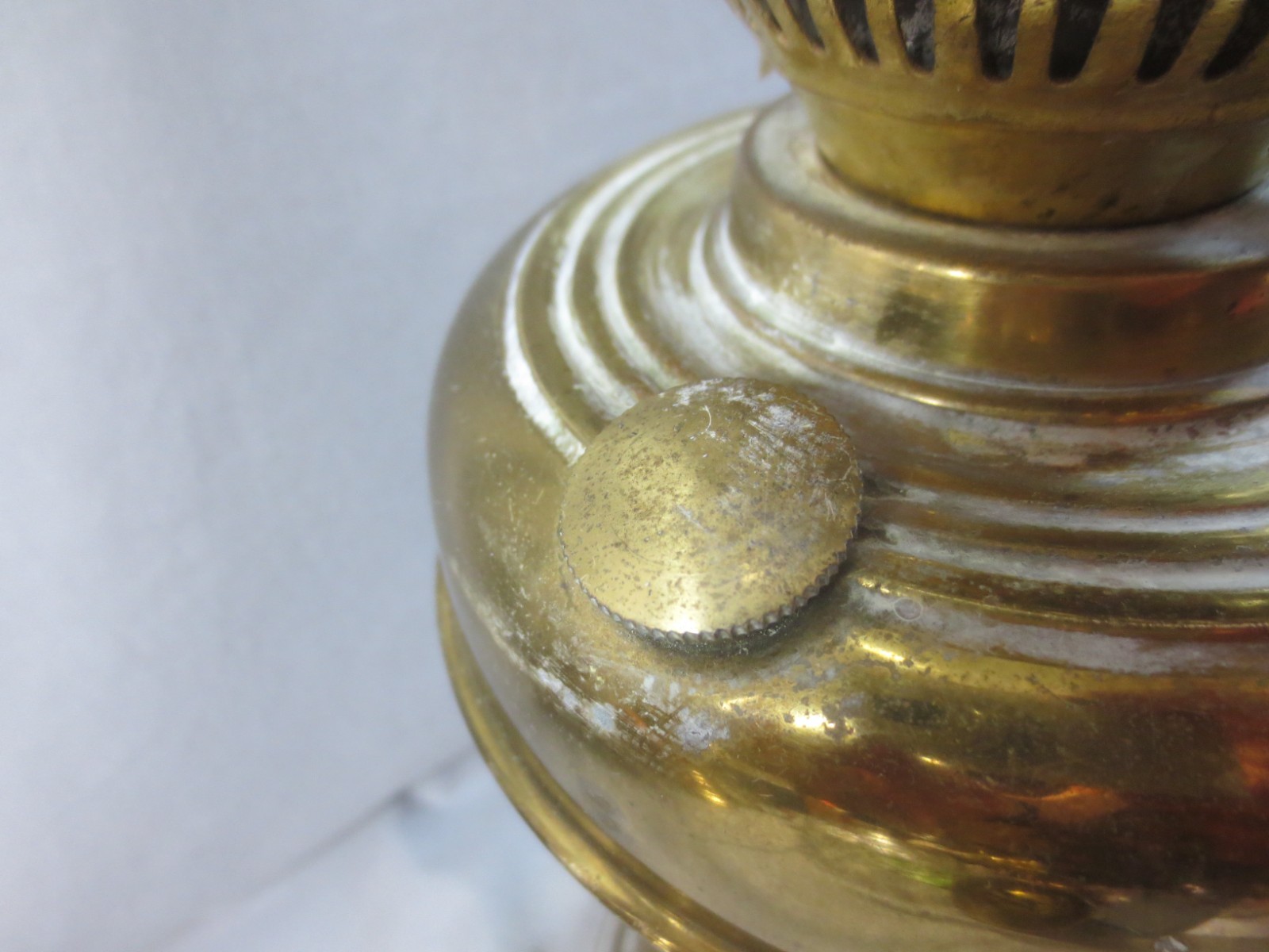 Vintage Made In England Brass Duplex Oil Lamp Chimney & Shade Shepards Hut Lamp