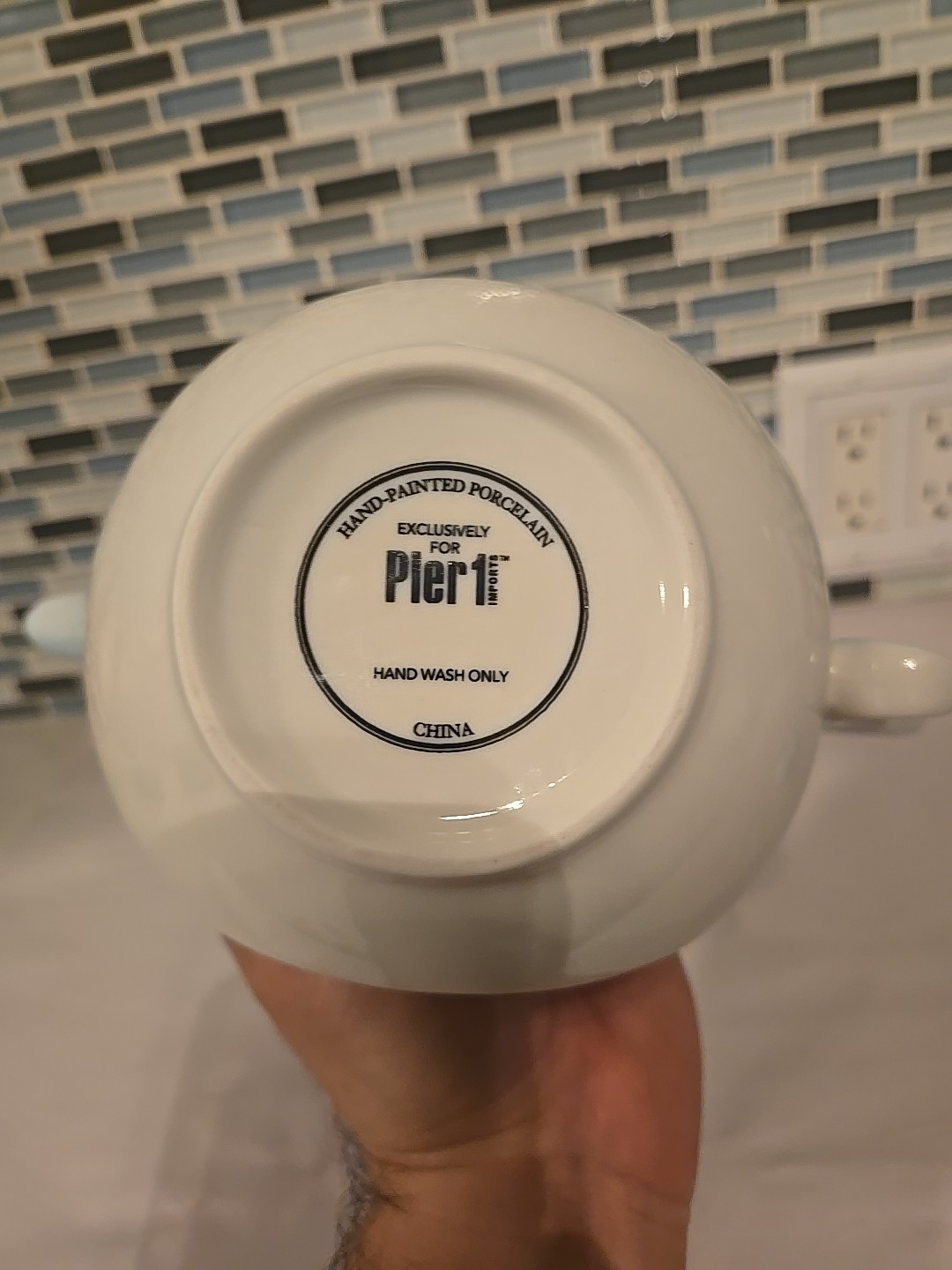 Pier 1 Imports Hand Painted Porcelain 3D Decorative Teapot Birds Flowers 7”