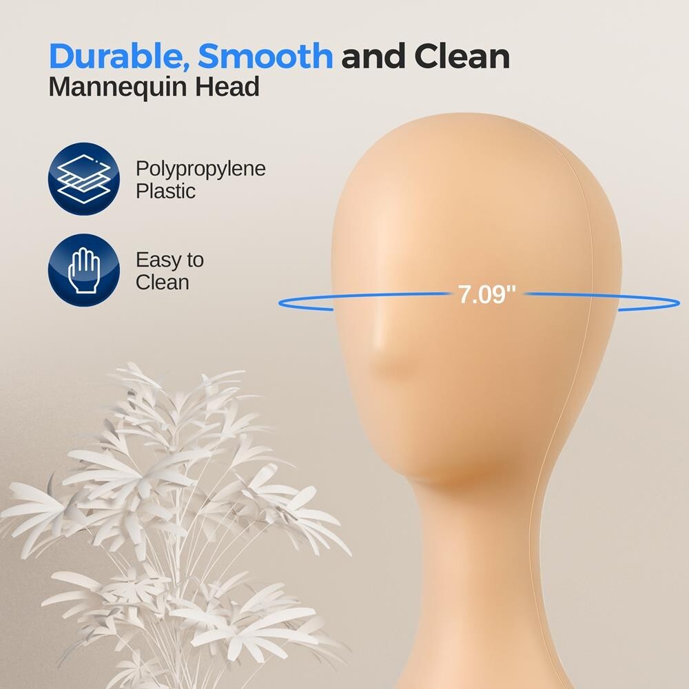 SereneLife Professional Plastic Mannequin Head -Durable Wig Stand Display (Skin)