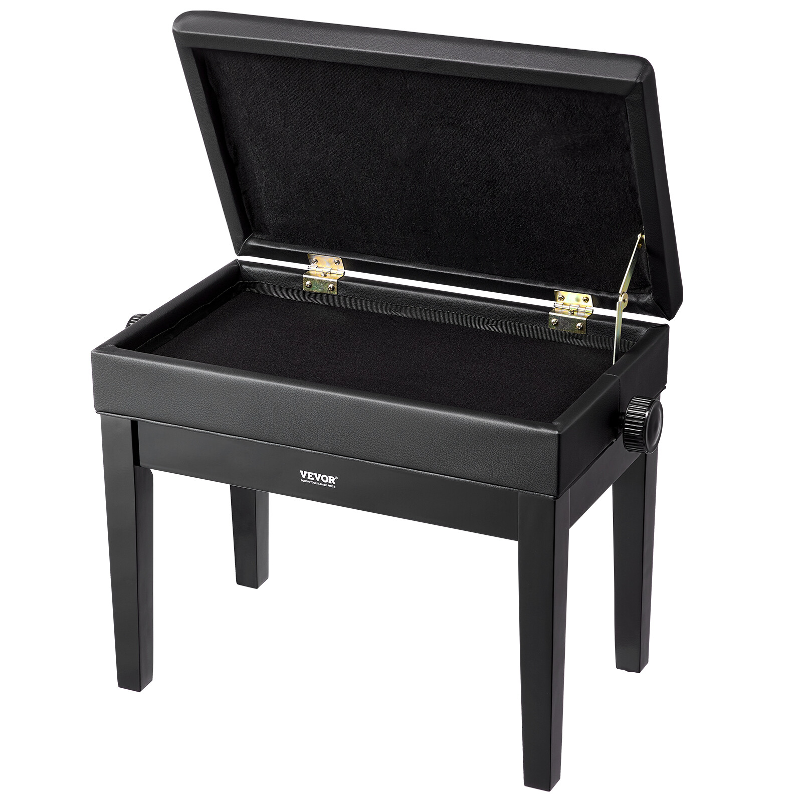 Adjustable Piano Keyboard Bench Storage Padded Seat Wooden Vanity Bookcase Stool