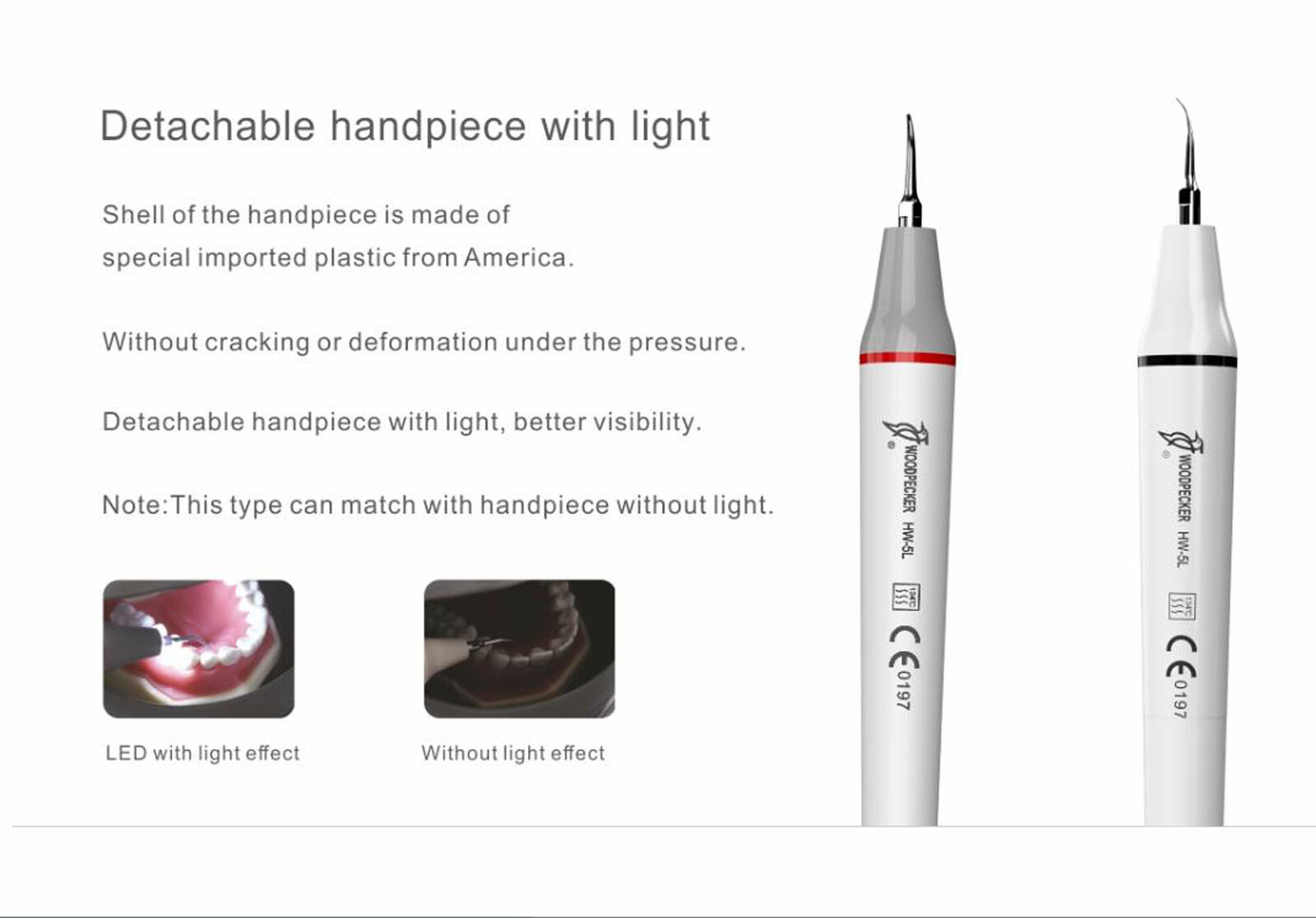 Original Woodpecker UDS-P LED Dental Ultrasonic Piezo Scaler Cavitron 6 Tips FDA