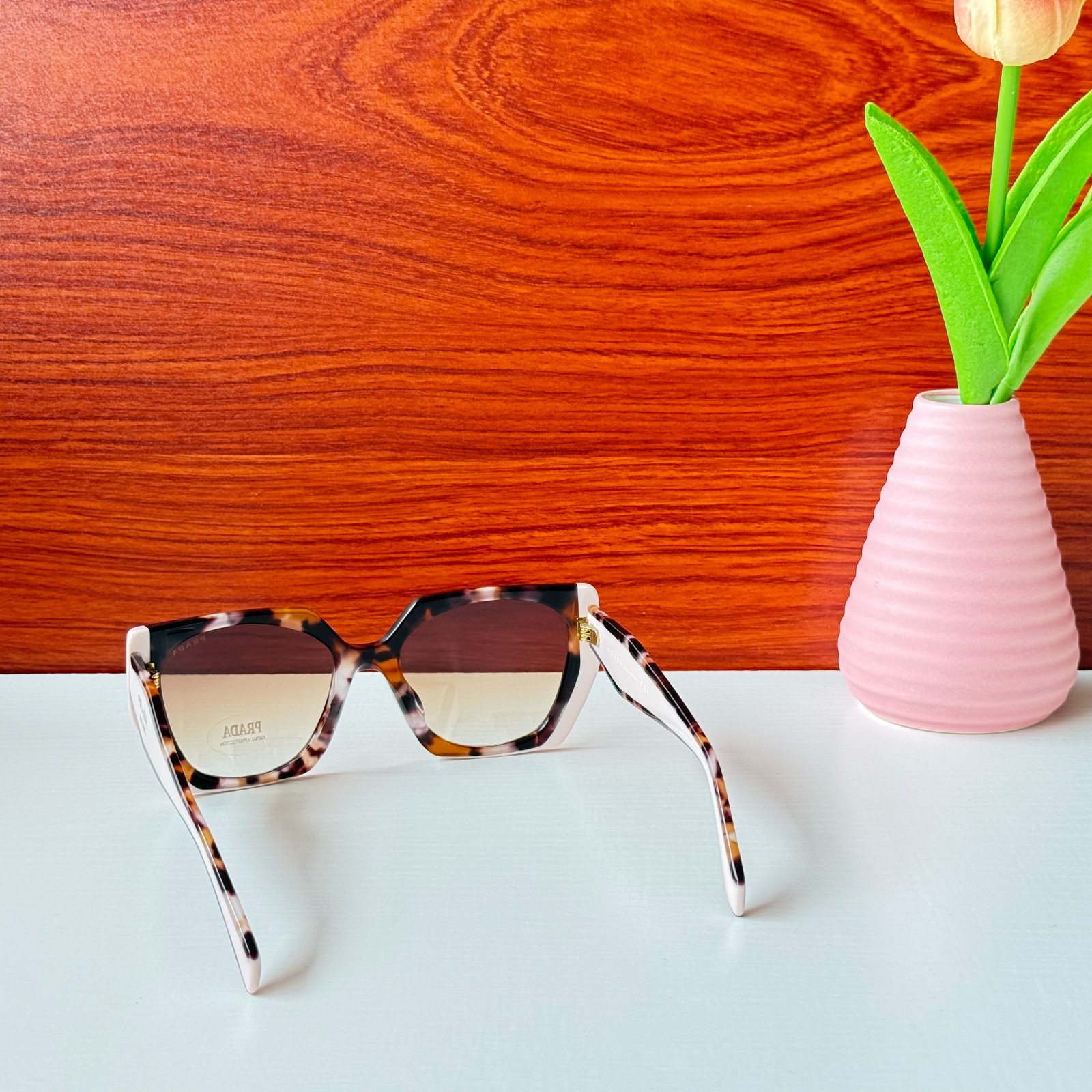 Prada SPR15W Tortoiseshell Pink Oversized Square 54-19-140 Sunglasses