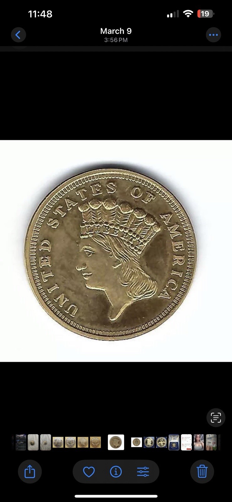 $3 Dollar Indian Princess Head Gold 24kt 1854 COIN TREASURE 24KT Plated